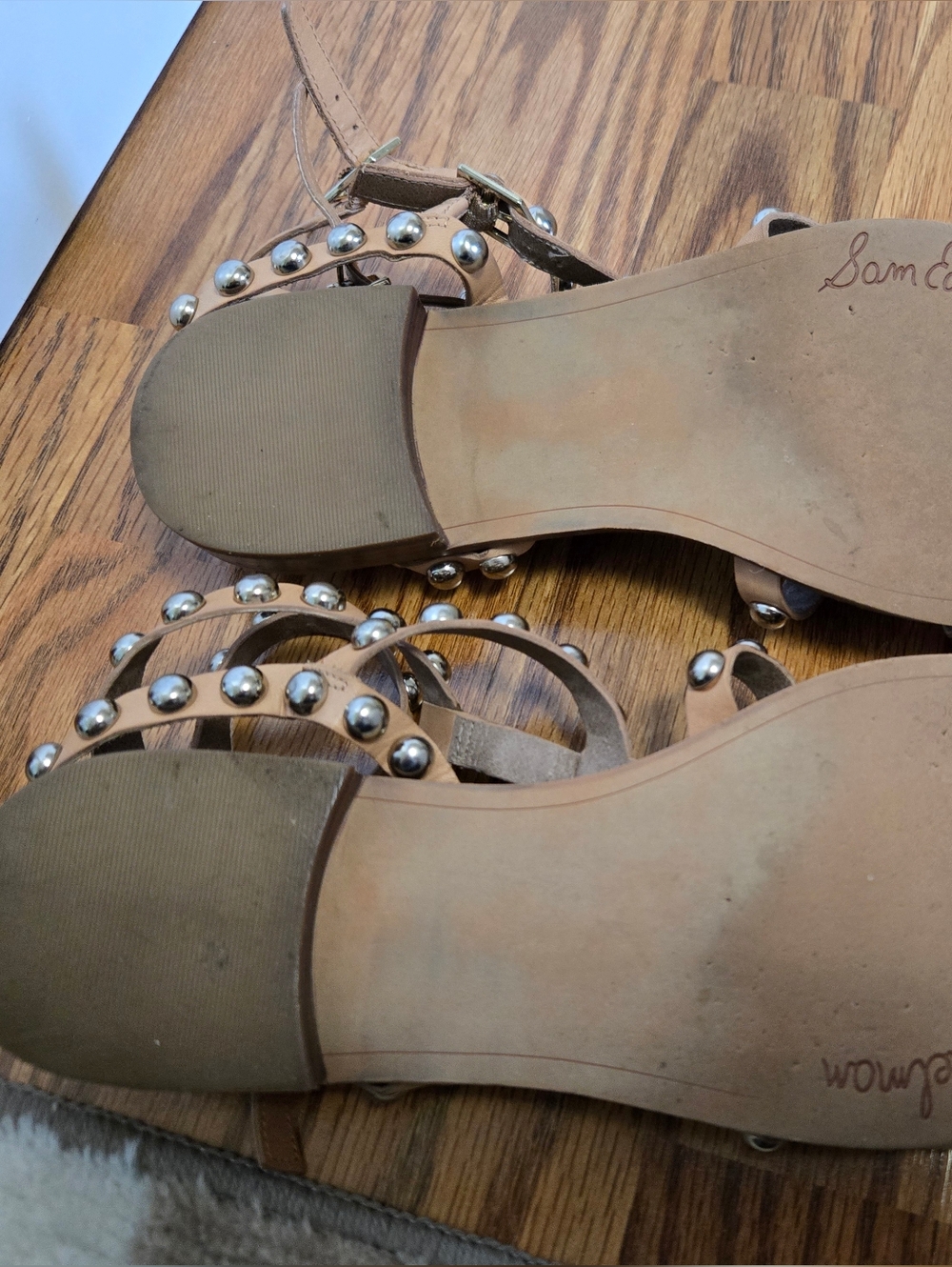 Sam Edelman Tan Studded Gladiator Sandals Women's Size 9 - Picture 4 of 7